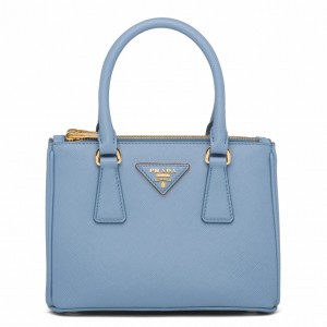 Prada Galleria Mini Bag In Light Blue Saffiano Leather