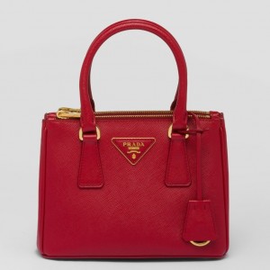 Prada Galleria Mini Bag In Red Saffiano Leather