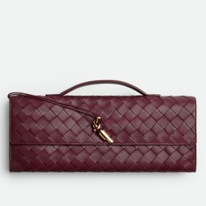 Bottega Veneta Andiamo Clutch with Handle in Barolo Intrecciato Lambskin