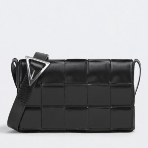 Bottega Veneta Cassette Bag In Black Wrinkled Intreccio Calfskin