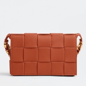 Bottega Veneta Cassette Bag In Maple Grained Intreccio Calfskin