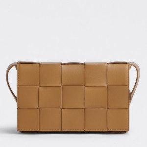 Bottega Veneta Cassette Bag In Caramel Intreccio Lambskin