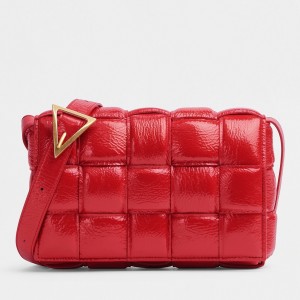 Bottega Veneta Padded Cassette Bag In Red Intrecciato Deerskin