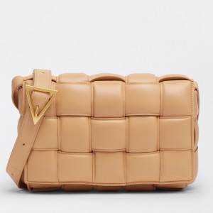 Bottega Veneta Padded Cassette Bag In Almond Intrecciato Lambskin