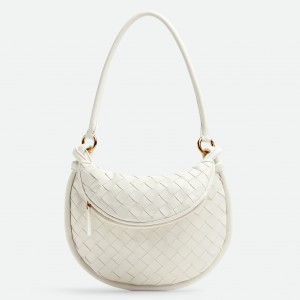 Bottega Veneta Gemelli Small Bag in White Intrecciato Lambskin