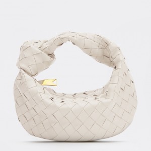 Bottega Veneta Jodie Mini Bag in White Intrecciato Lambskin