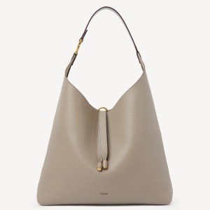 Chloe Marcie Hobo Bag in Grey Grained Leather