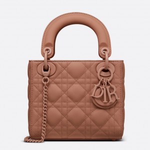 Dior Lady Dior Mini Chain Bag In Blush Ultramatte Calfskin