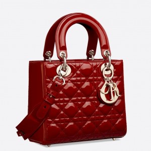 Dior Small Lady Dior My ABCDior Bag In Red Patent Calfskin 