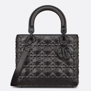 Dior Lady Dior Medium Bag in Black Diamond Calfskin