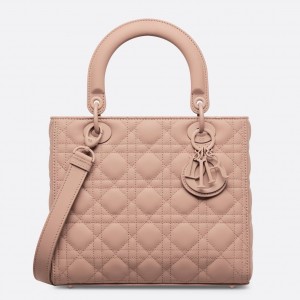 Dior Lady Dior Medium Bag in Blush Ultramatte Cannage Calfskin