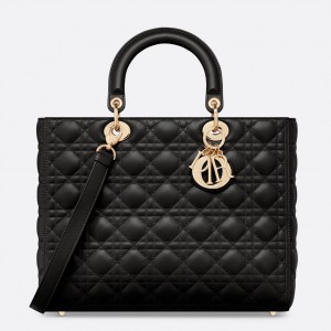 Dior Lady Dior Large Bag in Black Cannage Lambskin