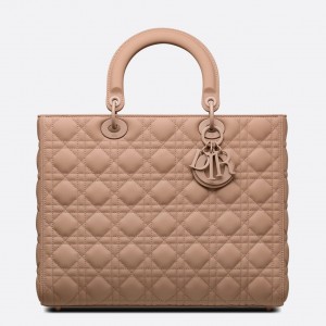 Dior Lady Dior Large Bag in Blush Ultramatte Cannage Calfskin