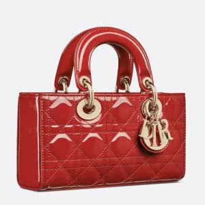 Dior Lady D-Joy Small Bag in Red Patent Calfskin