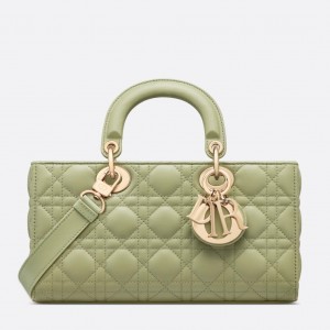 Dior Lady D-Joy Medium Bag In Ethereal Green Cannage Lambskin