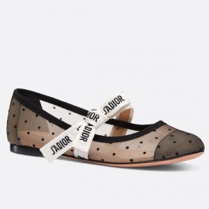 Dior Miss J'Adior Ballerina Flats In Dotted Swiss Tulle