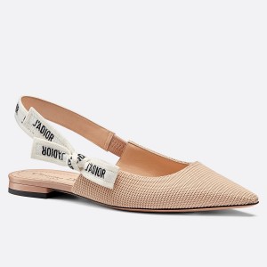 Dior J'Adior Slingback Ballerina Flats In Nude Technical Canvas