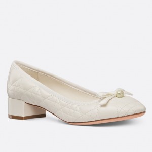 Dior Ballet Pumps in White Quilted Cannage Calfskin