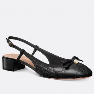 Dior Ballet Slingback Pumps in Black Quilted Cannage Calfskin