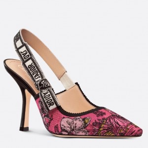 Dior J'Adior Slingback Pumps 100mm In Pink Toile de Jouy Voyage Motif