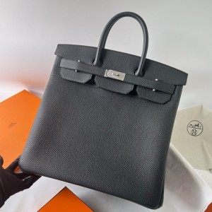 Hermes HAC Birkin 40 Handmade Bag in Black Clemence Leather 