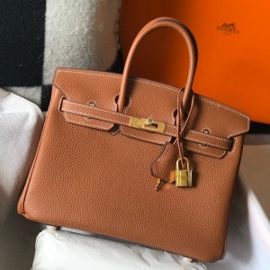 Hermes Birkin 25cm Bag in Gold Clemence Leather with GHW