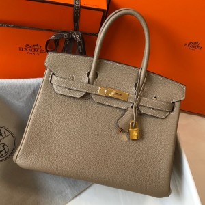 Hermes Birkin 30cm Bag in Tourterelle Clemence Leather with GHW