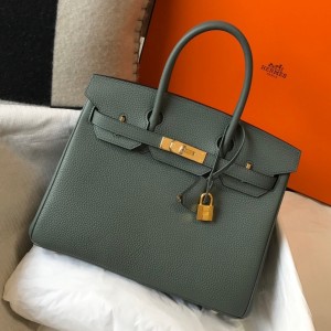 Hermes Birkin 30cm Bag in Vert Amande Clemence Leather with GHW