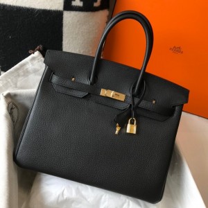 Hermes Birkin 35cm Bag in Black Clemence Leather with GHW