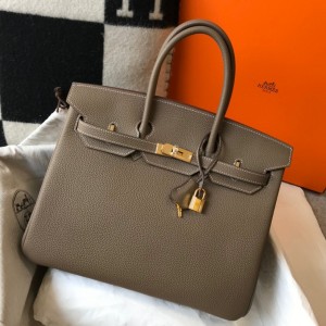 Hermes Birkin 35cm Bag in Taupe Clemence Leather with GHW