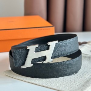 Hermes H Speed Reversible Belt 32MM in Black Epsom Calfskin