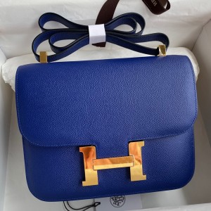 Hermes Constance 24 Handmade Bag In Blue Electric Epsom Calfskin