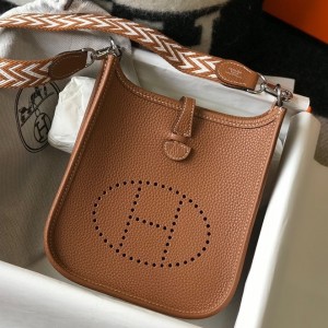 Hermes Mini Evelyne 16 Amazone Bag in Gold Clemence Leather