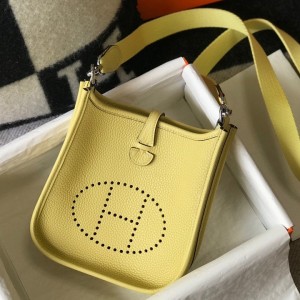 Hermes Mini Evelyne 16 Amazone Bag in Jaune Poussin Clemence Leather