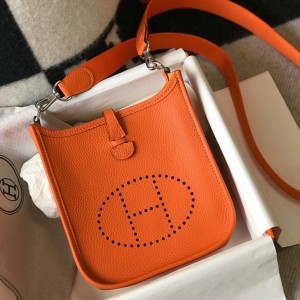Hermes Mini Evelyne 16 Amazone Bag in Orange Clemence Leather