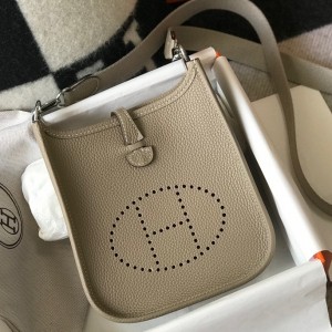 Hermes Mini Evelyne 16 Amazone Bag in Gris Tourterelle Clemence Leather