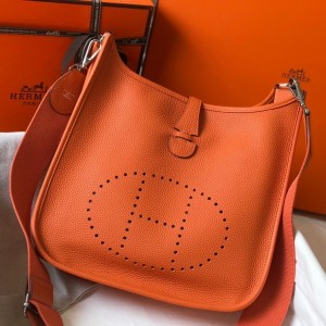 Hermes Evelyne III 29 Bag in Orange Clemence Leather