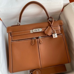 Hermes Kelly Lakis 32cm Handmade Bag In Gold Swift Calfskin