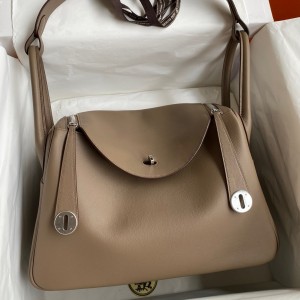 Hermes Lindy 30 Handmade Bag In Taupe Swift Calfskin