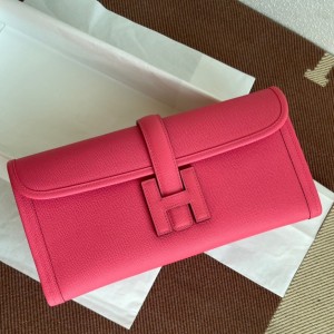 Hermes Jige Elan 29 Clutch Bag In Rose Lipstick Epsom Leather