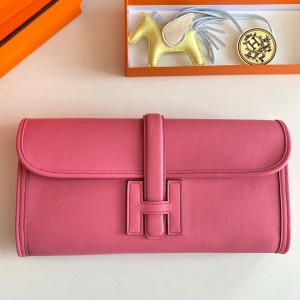 Hermes Jige Elan 29 Clutch Bag In Rose Lipstick Swift Calfskin