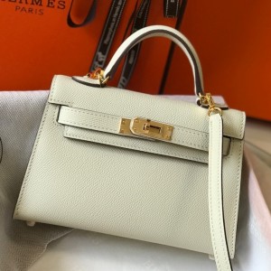 Hermes Kelly Mini II Sellier Bag in Craie Epsom Leather