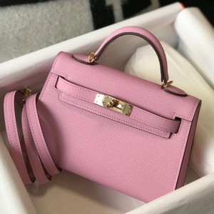 Hermes Kelly Mini II Sellier Bag in Mauve Sylvestre Epsom Leather