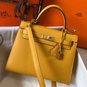 Hermes Kelly 25cm Sellier Bag in Yellow Epsom Leather with GHW