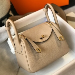 Hermes Lindy Mini Bag in Trench Clemence Leather with GHW