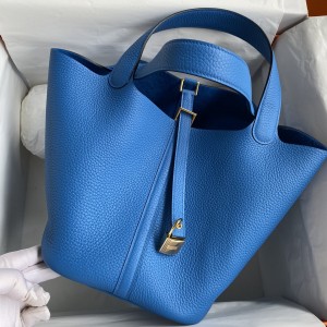 Hermes Picotin Lock 22 Handmade Bag in Mykonos Clemence Leather