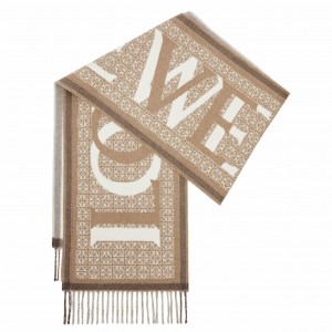 Loewe Love Scarf in Beige Wool and Cashmere