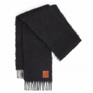 Loewe Scarf in Black Mohair and Wool
