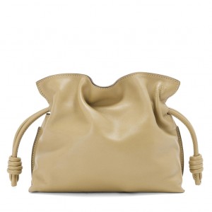 Loewe Mini Flamenco Clutch Bag In Clay Green Calfskin