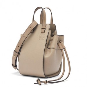 Loewe Mini Hammock Drawstring Bag In Sand Grained Leather